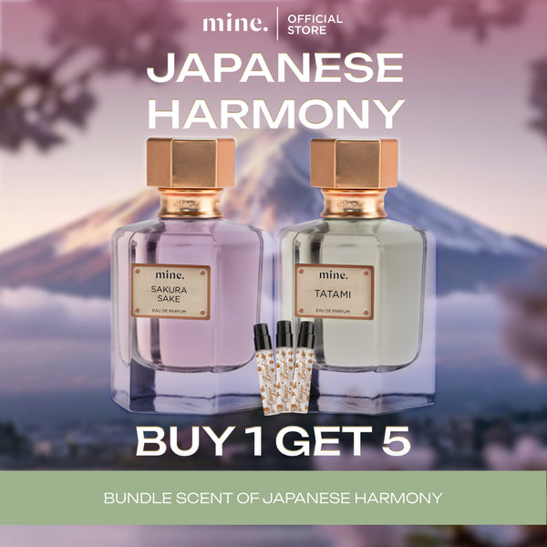 Mine Perfumery Japanese Harmony - Buy 1 Get 5 | Bundling Sakura Sake & Tatami 50 ml Free 3 Vial